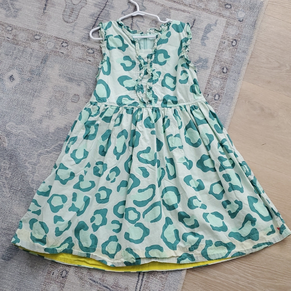 Pink Chicken Girls Vera Dress Milky Green Leopard Animal Print Dress Sz8y